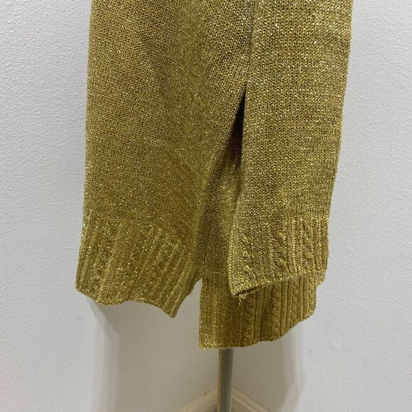Diane Von Furstenberg Metallic Gold Sweater V Neck Size XXL - Picture 6 of 8